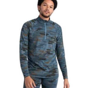 Saxx Men’s Size XL Viewfinder Merino Wool Baselayer Blue Camo Midweight Thermal